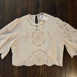 Cream Embroidered Women's Top
